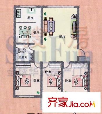 盛世家园户型图户型图 3室2厅1卫1厨