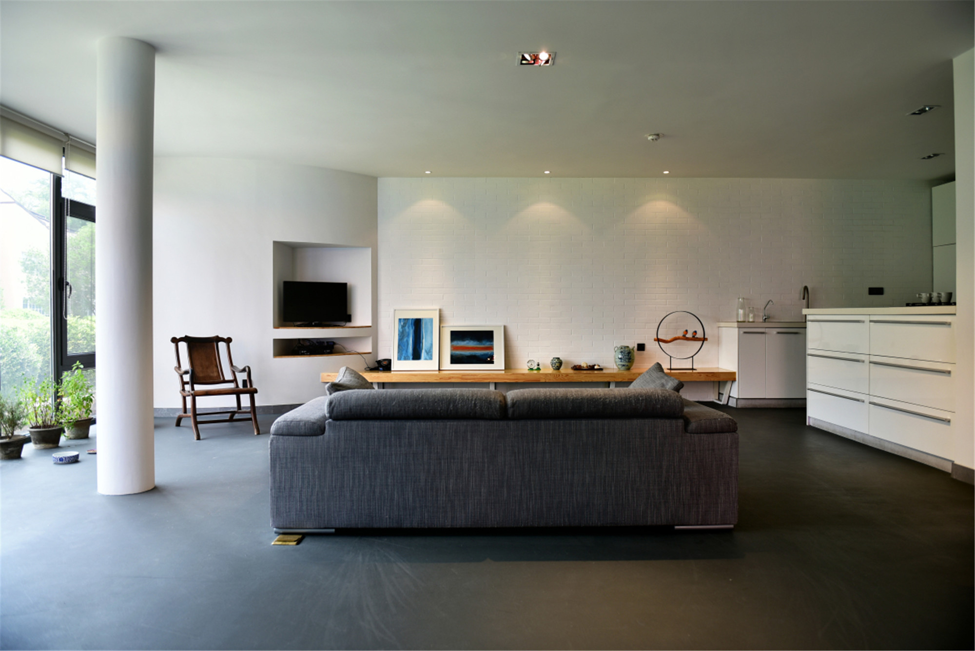 简约风格,一居室装修,5-10万装修,140平米以上装修,客厅,背景墙,白色