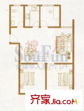 永安花园户型图户型图 3室2厅1卫1厨