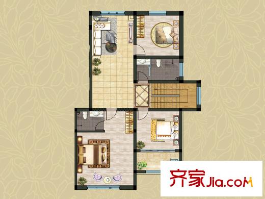 瀚香苑A别墅二层户型图 5室3厅3卫1厨