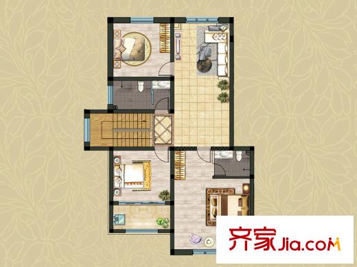 瀚香苑B别墅二层户型图 5室3厅3卫1厨