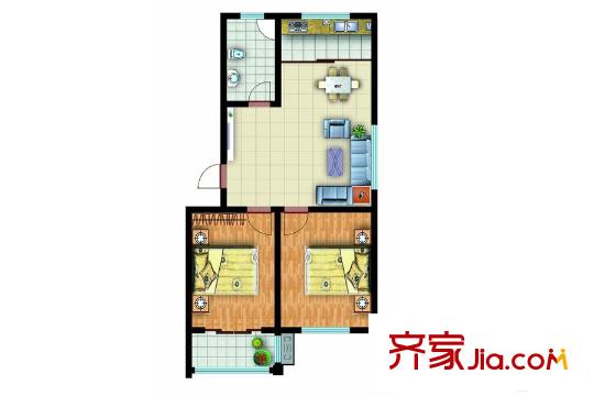 青云紫府多层户型(1) 2室2厅1卫1厨