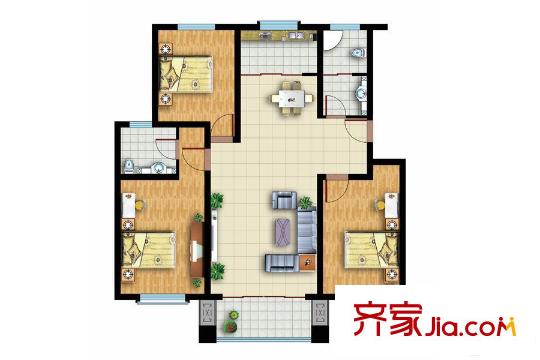 青云紫府多层户型(3) 3室2厅2卫1厨