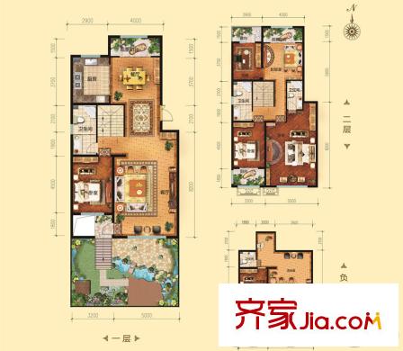 恒信伯爵庄园12、13#楼西山花香锦园户型 5室3厅4卫1厨