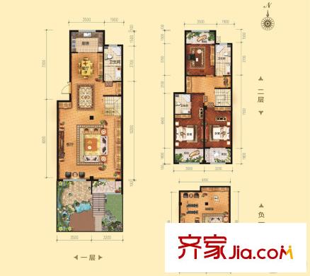 恒信伯爵庄园12、13#楼中间香水君澜户型 3室4厅3卫1厨