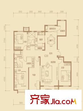 茂华紫苑公馆二期高层6号楼C23户型 5室2厅2卫1厨