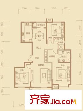 茂华紫苑公馆二期高层8号楼B21户型 3室2厅2卫1厨