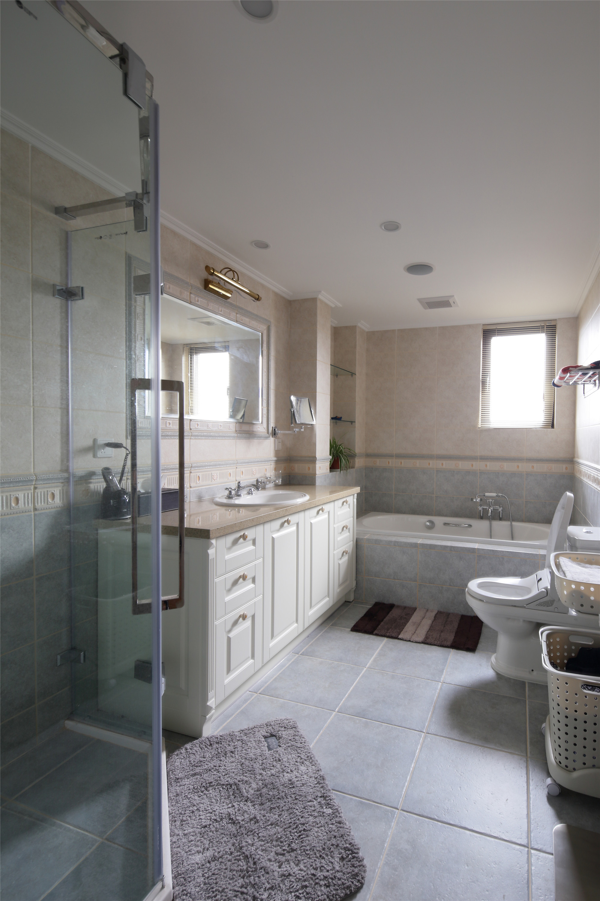 别墅装修,20万以上装修,140平米以上装修,卫生间,美式风格,浴室柜,白色