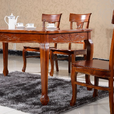 宅家 缅甸全柚木 100%实木欧式餐桌椅组合长方形餐台饭桌【图片 价格