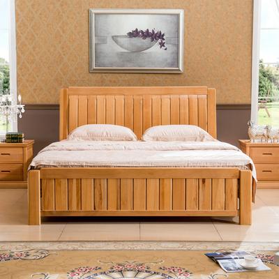 华逸轩 全进口实木WS515大床床榉木框架结构现代中式弯曲 床