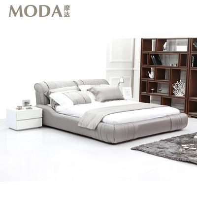 摩达 样品色床+乳胶床垫木无组装式架子床方形简约现代 床