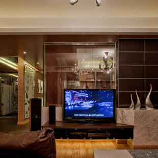 现代简约三居公寓装修电视背景墙图片