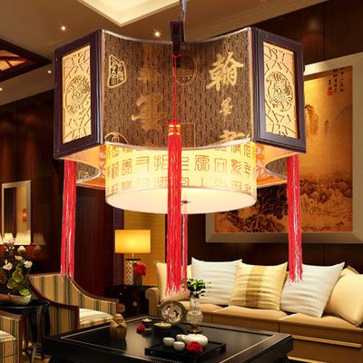 古御堂 PVC木现代中式手工编织节能灯 吊灯