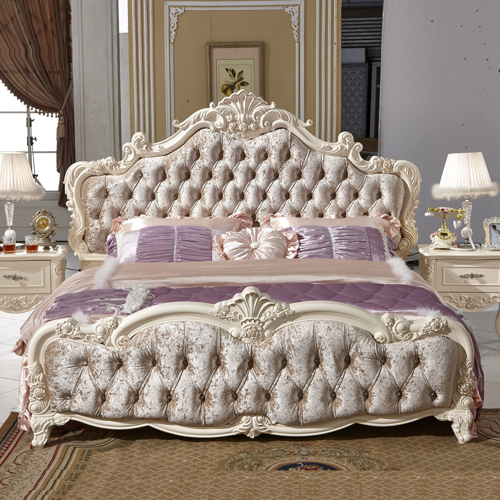 慕豪 图片原版订制高箱木水钻植绒组装式架子床绒质方形欧式 床价格