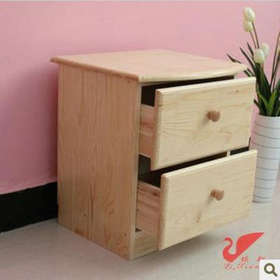 琪翔 清漆原木色箱框结构松木推拉儿童简约现代 床头柜