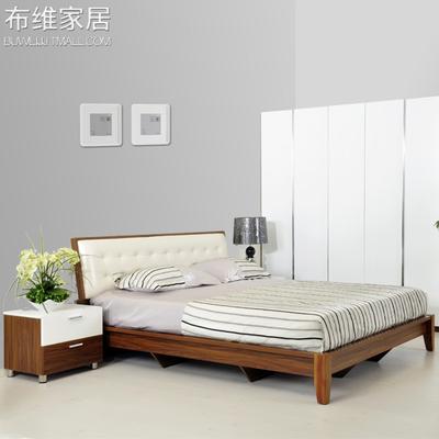 布维 普通低箱F1015床高箱储物床密度板/纤维板木皮饰面胶合组装式箱体床欧式 床
