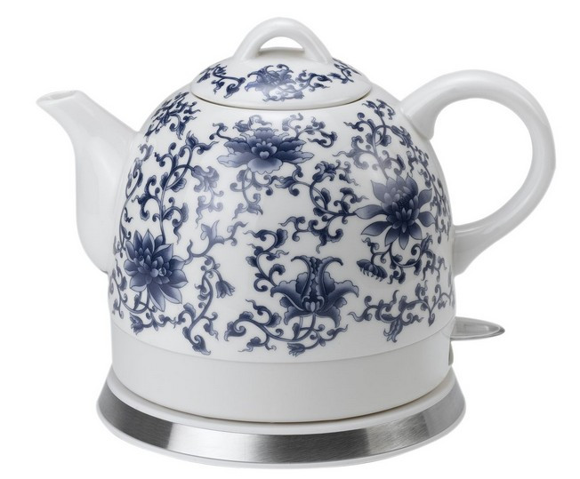 格顿 白色陶瓷普通电热水壶1l电热管加热 电水壶