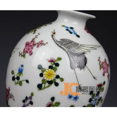 景器 包邮送根雕底座陶瓷台面花瓶现代中式 花瓶