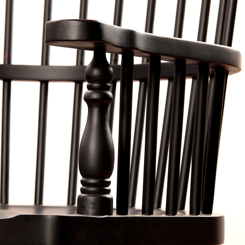 拉阔乡村 哥特黑固定扶手实木脚楸木 电脑椅