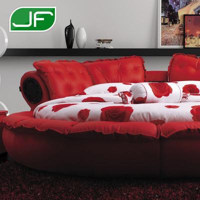 JF 木接触面真皮组装圆形简约现代 床