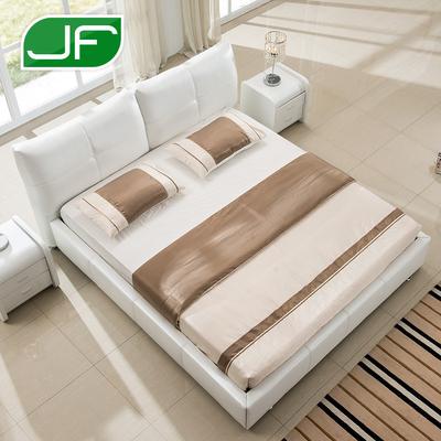 JF 木接触面真皮组装方形简约现代 8098-E床