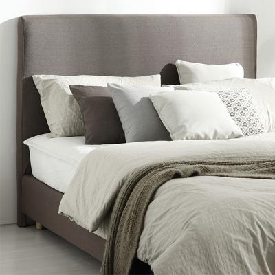 一善一品 咖啡色灰色木整装式架子床麻方形欧式 床