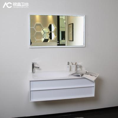 银晶 水曲柳实木一体陶瓷盆E1级简约现代 ZH32102T浴室柜
