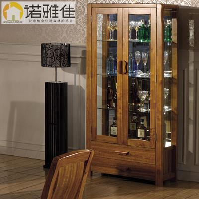 诺雅佳 框架结构橡胶木储藏抽象图案现代中式 酒柜