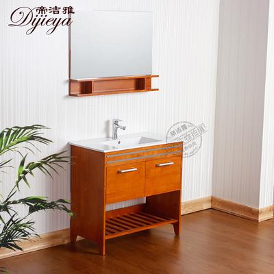 帝洁雅 橡胶木含带配套面盆一体陶瓷盆现代中式 D7061浴室柜