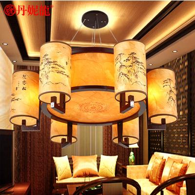 丹妮龙 PVC木现代中式手工编织白炽灯节能灯LED 2083吊灯