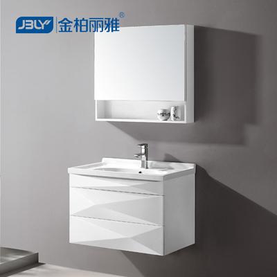 金柏丽雅 白色含带浴室镜柜一体陶瓷盆E1级现代中式 浴室柜
