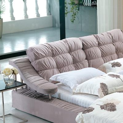 南粤 粉红色木植绒组装式架子床绒质方形简约现代 床
