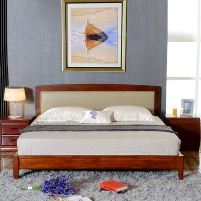 华日 红褐色水曲柳组装式架子床简约现代 床