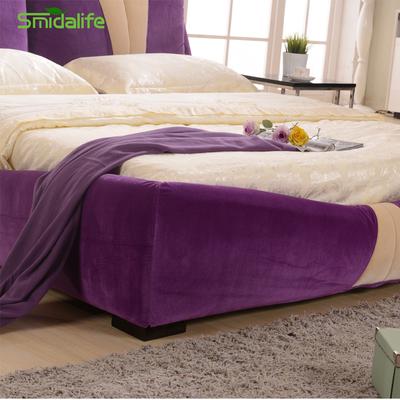 smidalife 紫色木拼贴组装式架子床绒质方形简约现代 床