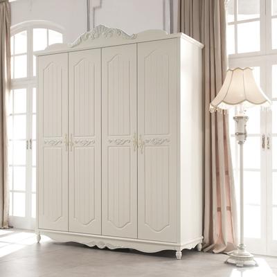 优恋家象牙白哑光密度板纤维板储藏平拉门成人欧式衣柜