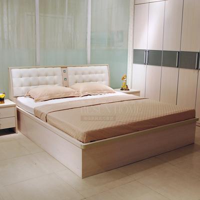 瑞信 胡桃木银线木刨花板/三聚氰胺板组装式箱体床简约现代 床