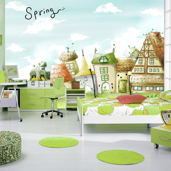 千贝维纳 砂岩有图案卡通动漫儿童房简约现代 墙纸