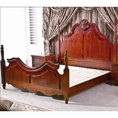 圣茜伯兰 栗色象牙白柏木组装式架子实木双人床BM2010床美式乡村拼板 床