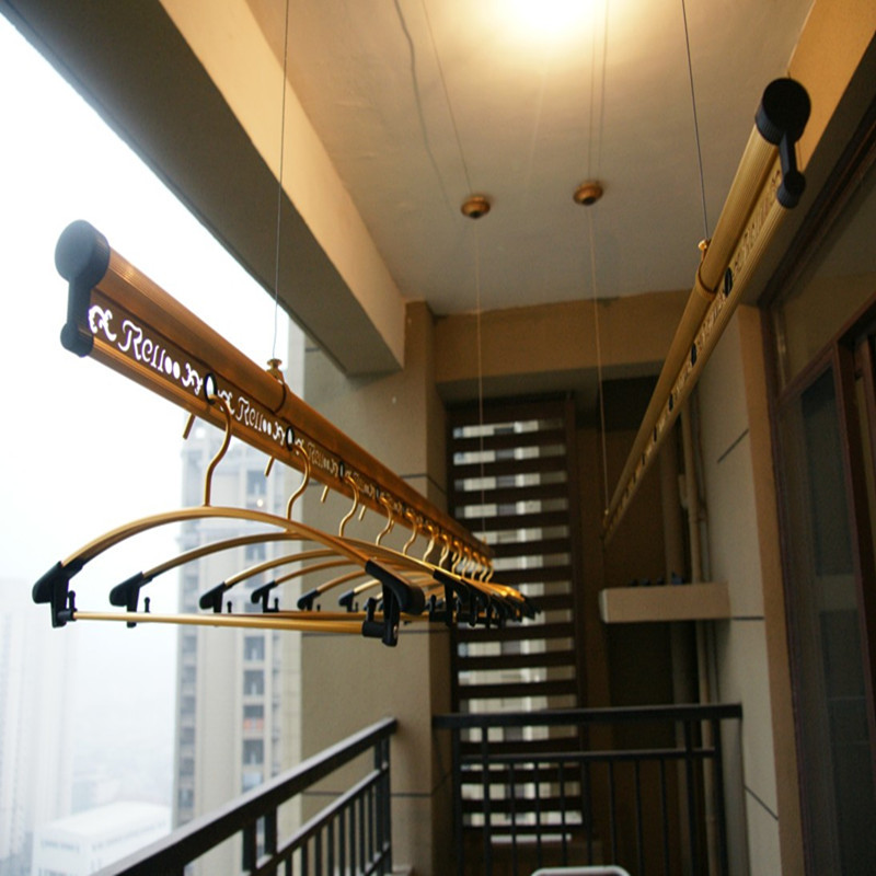 衣乐 阳台升降式铝双杆式 双色雕花系列805晾衣架