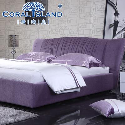 珊瑚岛 布艺床(不带气动箱）木植绒整装式箱体床绒质方形简约现代 床