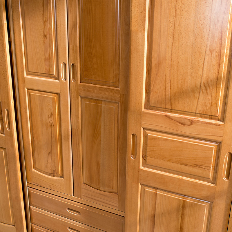 华逸轩 纯进口全实木衣柜榉木吊滑移门成人现代中式 衣柜