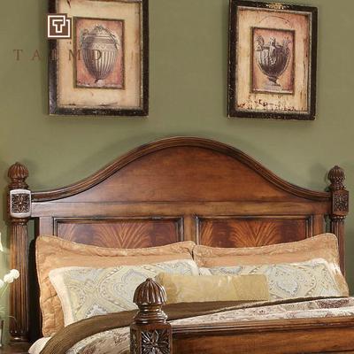 图迈 高端定制桦木组装式架子床美式乡村雕刻 床