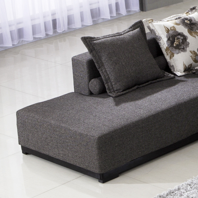 福好多 深棕色l形水洗木质工艺杉木移动麻海绵植物花卉简约现代 沙发