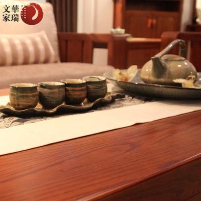文华家瑞 木质工艺雕刻橡木现代中式 茶几