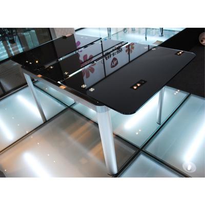 柏宜美 黑色金属组装铝合金玻璃支架结构艺术长方形简约现代 餐桌
