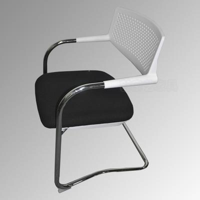 新宗艺 黑白色金属固定扶手不锈钢钢制脚布艺 办公椅
