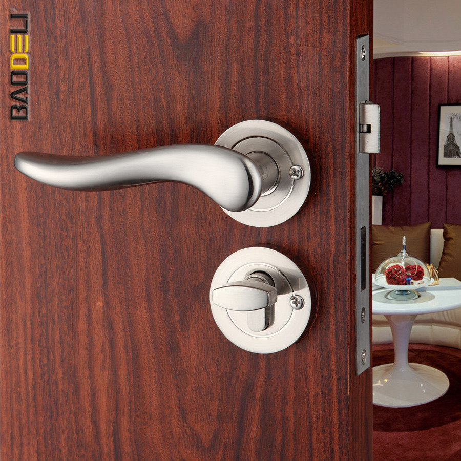 宝得利 通用型拉丝镍锁室内门锌包铜不锈钢双锁舌 锁具