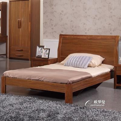 欧罗曼 乌金黑胡桃橡胶木组装式架子床现代中式拼板 床