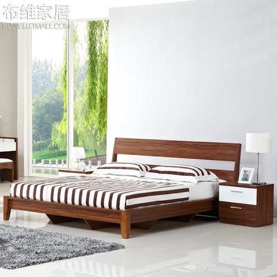 布维 普通低箱F1012床高箱储物床密度板/纤维板木皮饰面胶合组装式箱体床欧式 床
