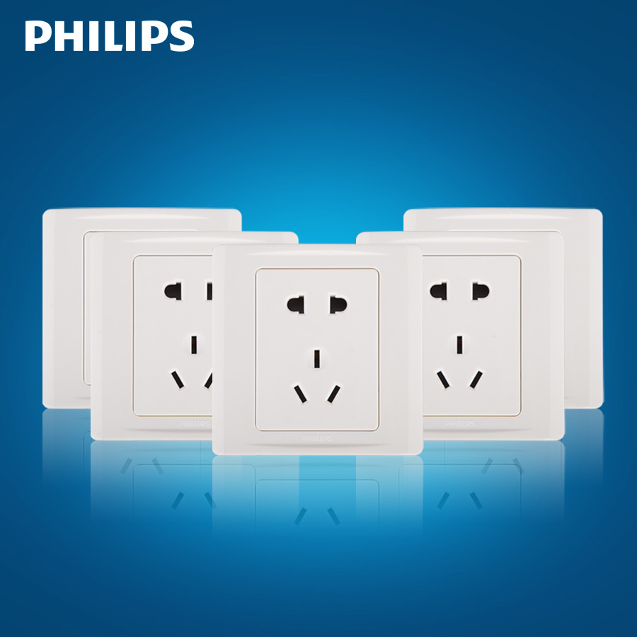飞利浦 雅白86型二三插10a q2二三插(5只装)插座